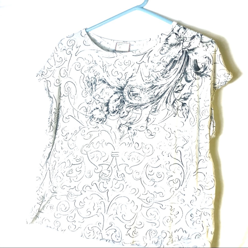 Anthro Postage Stamp Patchwork Print T Shirt - image 2